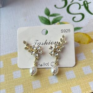 Elegant Gold and Silver Pearl Earrings